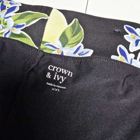 Crown & Ivy Skort XXL Womens Citrus Lemons Black Skirt Stretch Inner Shorts - Picture 6 of 9
